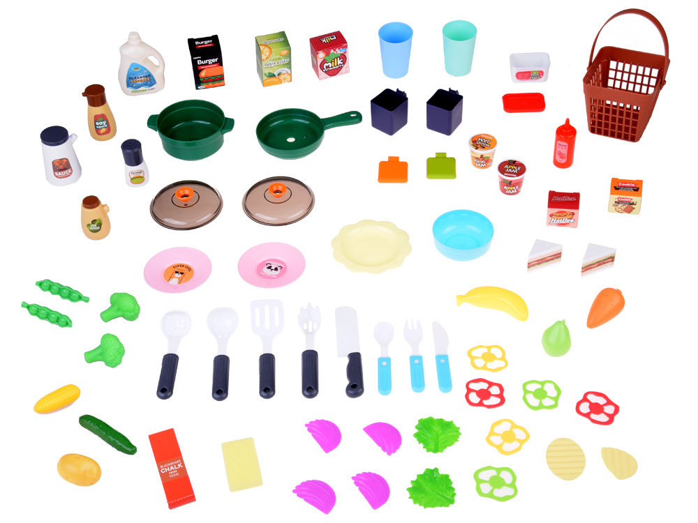 Interaktyvi žaislinė virtuvėlė vaikams su daugybe priedų, žalia