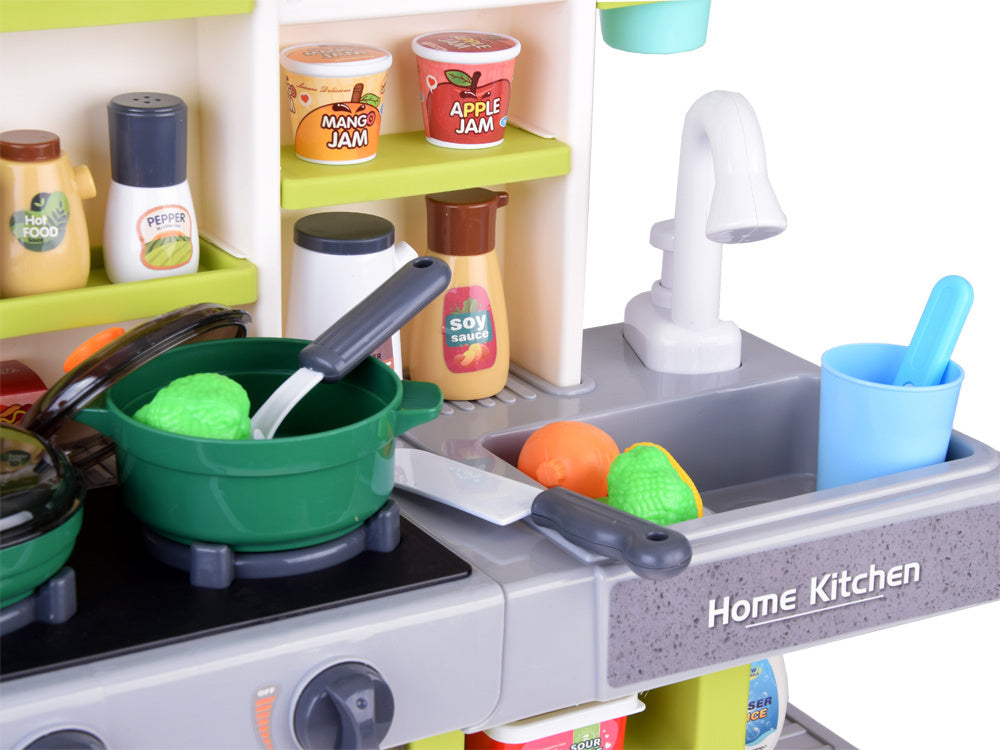 Interaktyvi žaislinė virtuvėlė vaikams su daugybe priedų, žalia