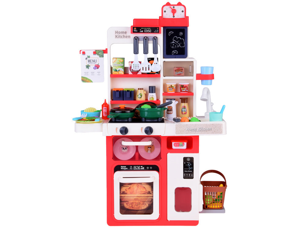 Interaktyvi žaislinė virtuvėlė vaikams su daugybe priedų, raudona