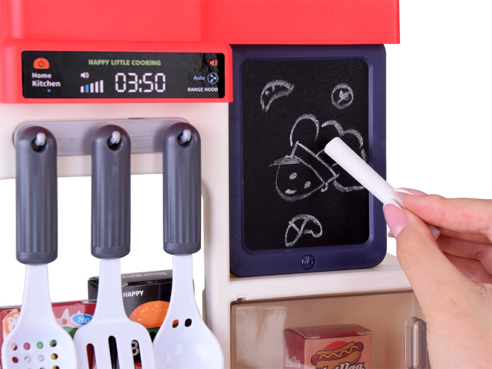 Interaktyvi žaislinė virtuvėlė vaikams su daugybe priedų, raudona