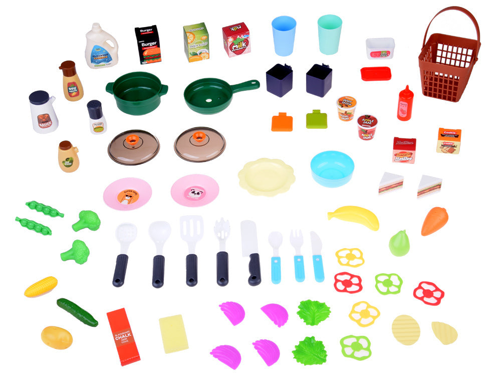 Interaktyvi žaislinė virtuvėlė vaikams su daugybe priedų, raudona