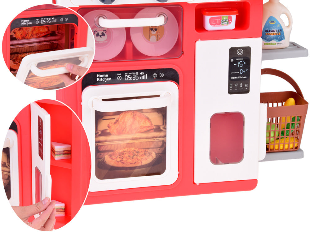 Interaktyvi žaislinė virtuvėlė vaikams su daugybe priedų, raudona