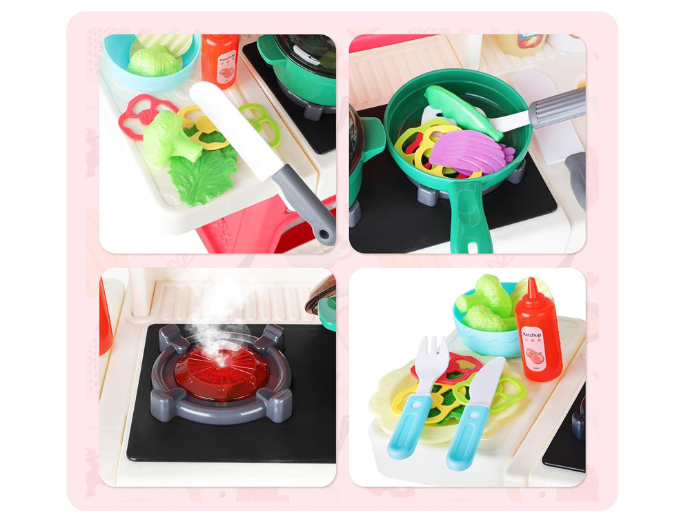 Interaktyvi žaislinė virtuvėlė vaikams su daugybe priedų, raudona