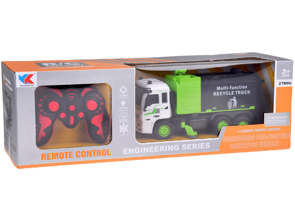 Nuotoliniu būdu valdoma šiukšliavežė, žalia