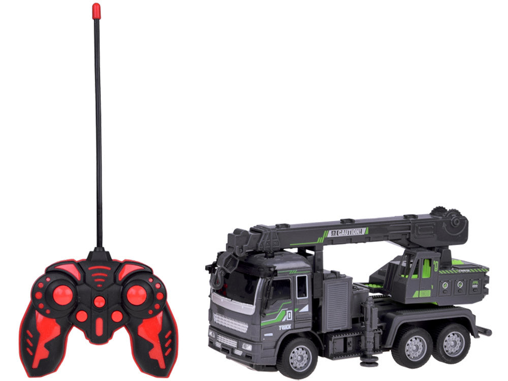 Nuotoliniu būdu valdomas statybinis kranas, juodas