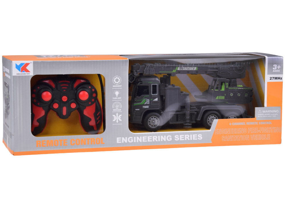 Nuotoliniu būdu valdomas statybinis kranas, juodas