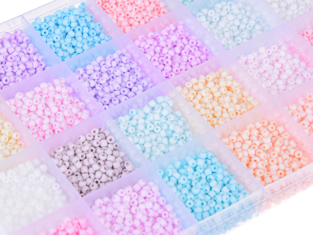 Pastelinių karoliukų rinkinys apyrankėms kurti 24 spalvos