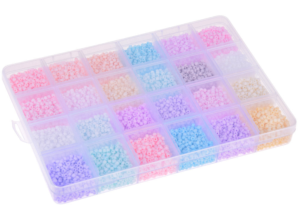 Pastelinių karoliukų rinkinys apyrankėms kurti 24 spalvos