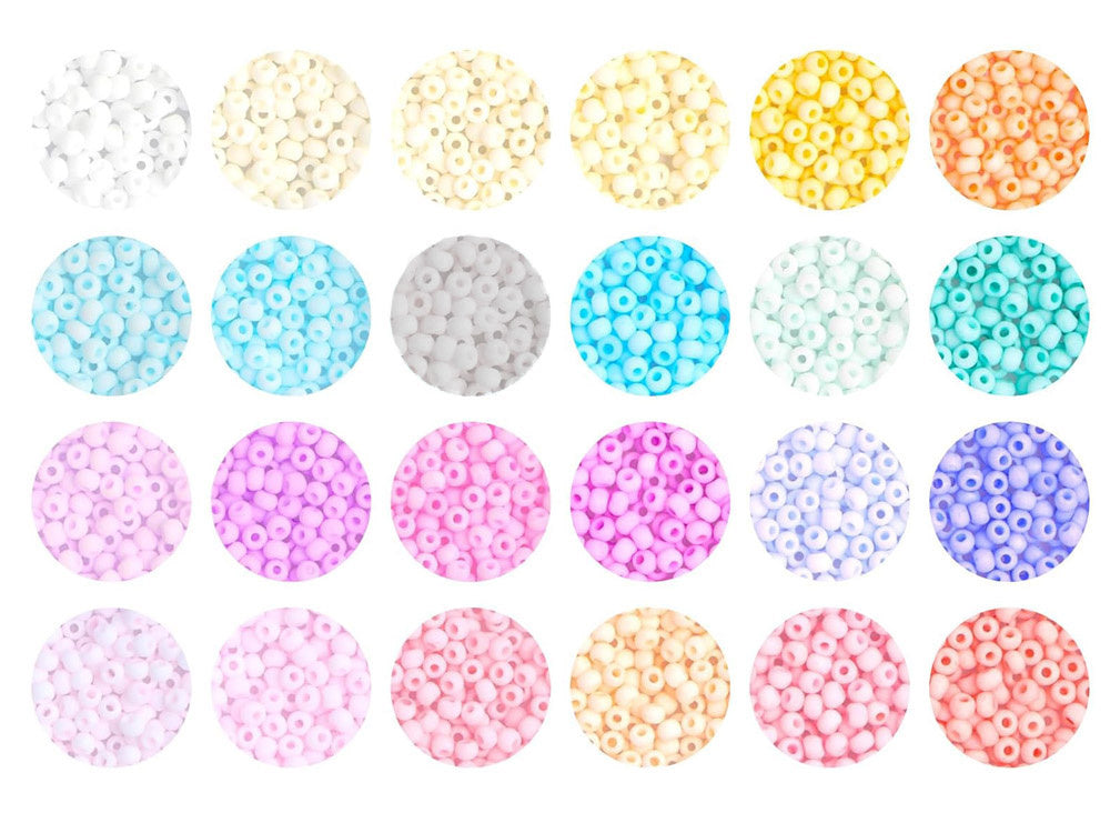 Pastelinių karoliukų rinkinys apyrankėms kurti 24 spalvos