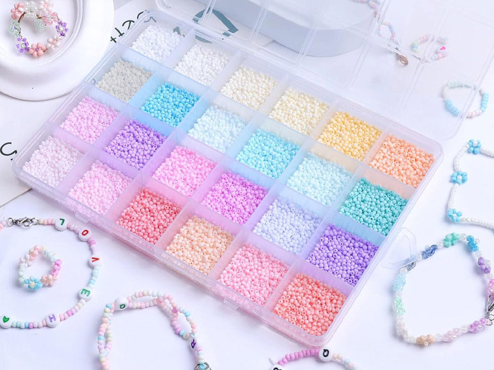 Pastelinių karoliukų rinkinys apyrankėms kurti 24 spalvos