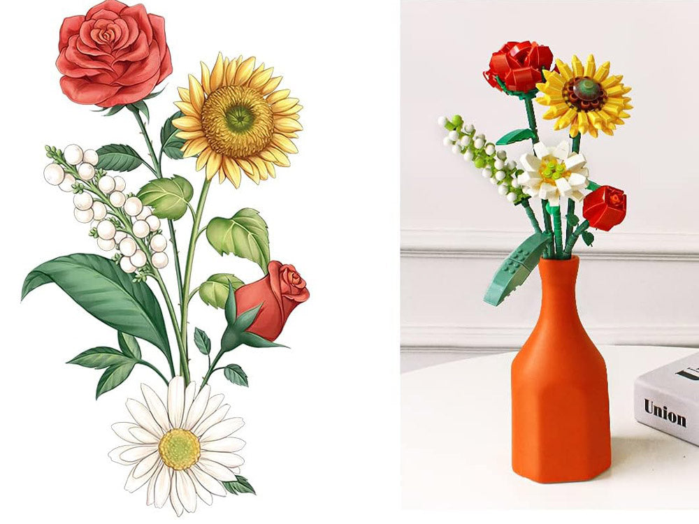 Statybinis konstruktorius vaikams „Gėlių puokštė“ 568 el.