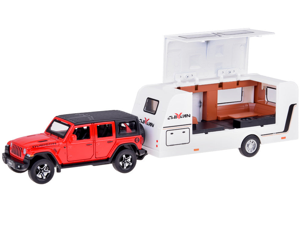 Visureigio ir kemperio rinkinys su šviesos ir garso efektais, raudona