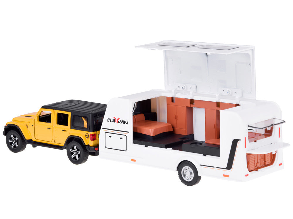 Visureigio ir kemperio rinkinys su šviesos ir garso efektais, geltona