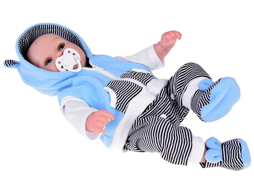 Minkšta lėlė su priedais 50 cm su garso efektais, mėlyna