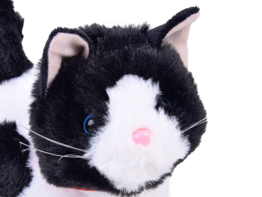 Interaktyvus pliušinis katinas vaikams, baltai juodas
