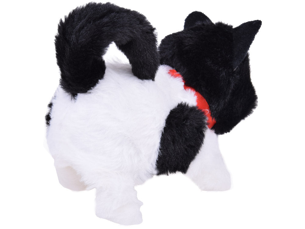 Interaktyvus pliušinis katinas vaikams, baltai juodas