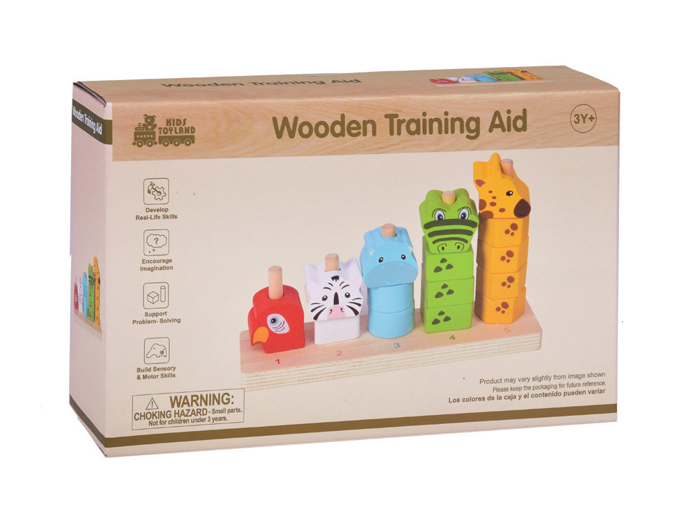 Edukacinė spalvota medinė gyvūnų dėlionė