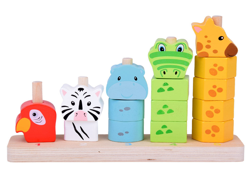 Edukacinė spalvota medinė gyvūnų dėlionė
