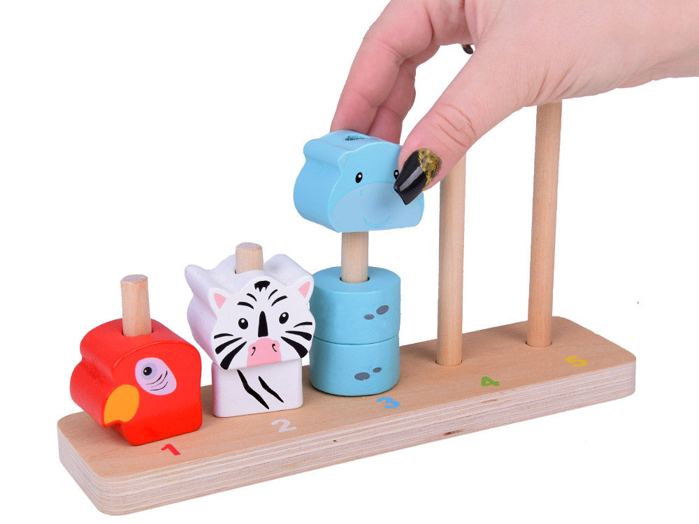 Edukacinė spalvota medinė gyvūnų dėlionė