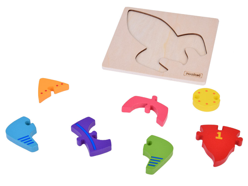 Medinė edukacinė dėlionė vaikams „Raketa“