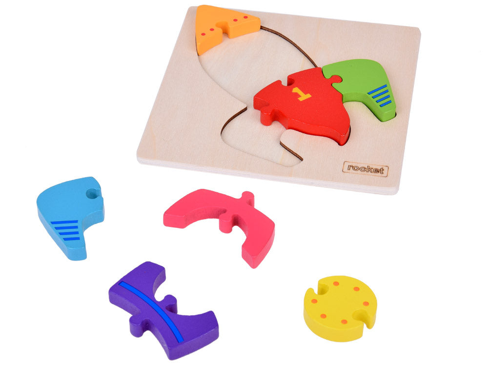 Medinė edukacinė dėlionė vaikams „Raketa“