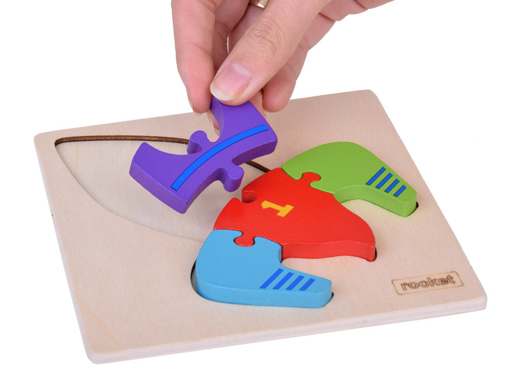 Medinė edukacinė dėlionė vaikams „Raketa“