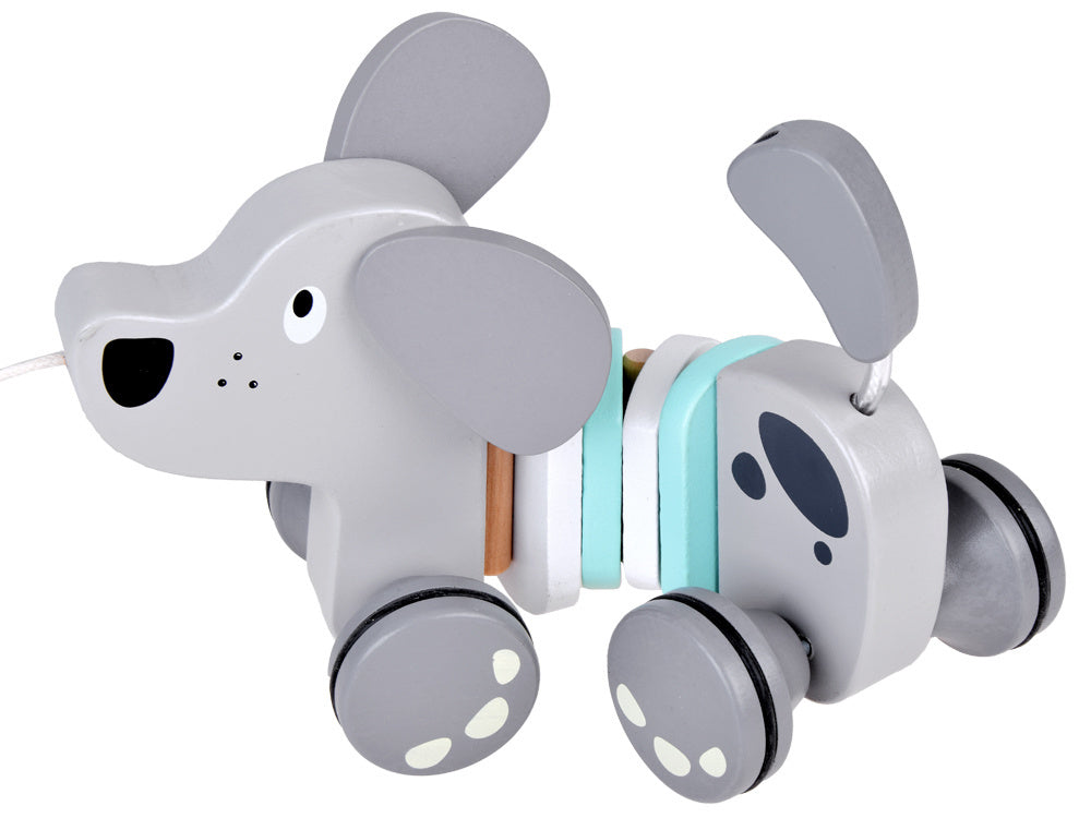 Medinis traukiams šuniukas vaikams, pilkas