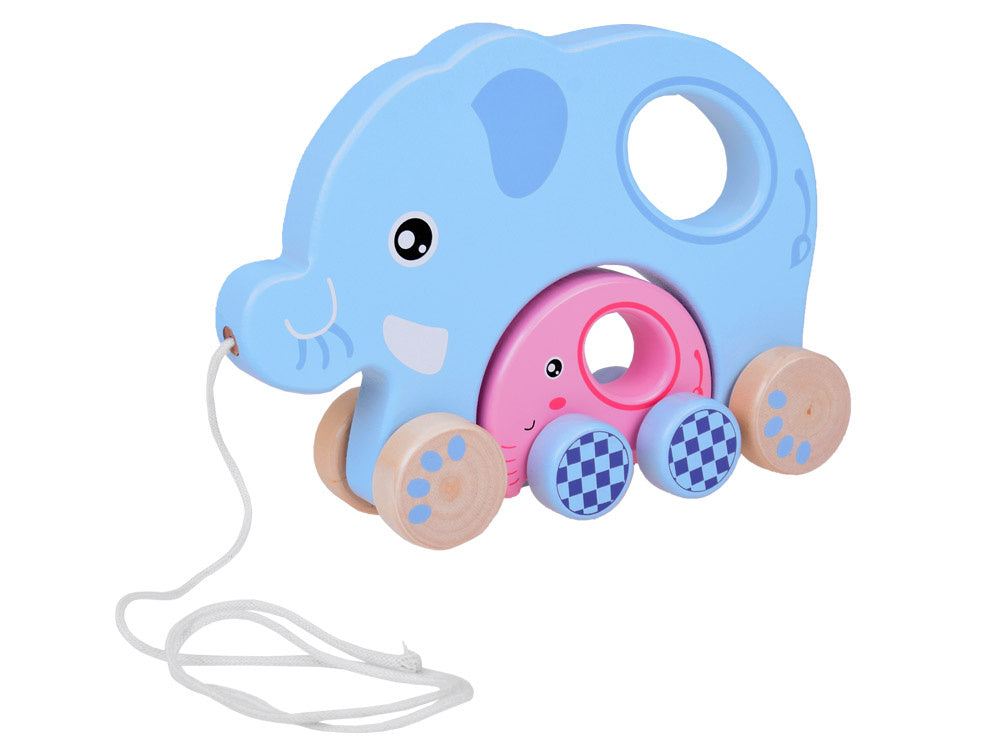 Medinių, traukiamų drambliukų šeima vaikams 2in1