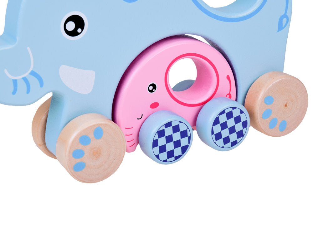 Medinių, traukiamų drambliukų šeima vaikams 2in1