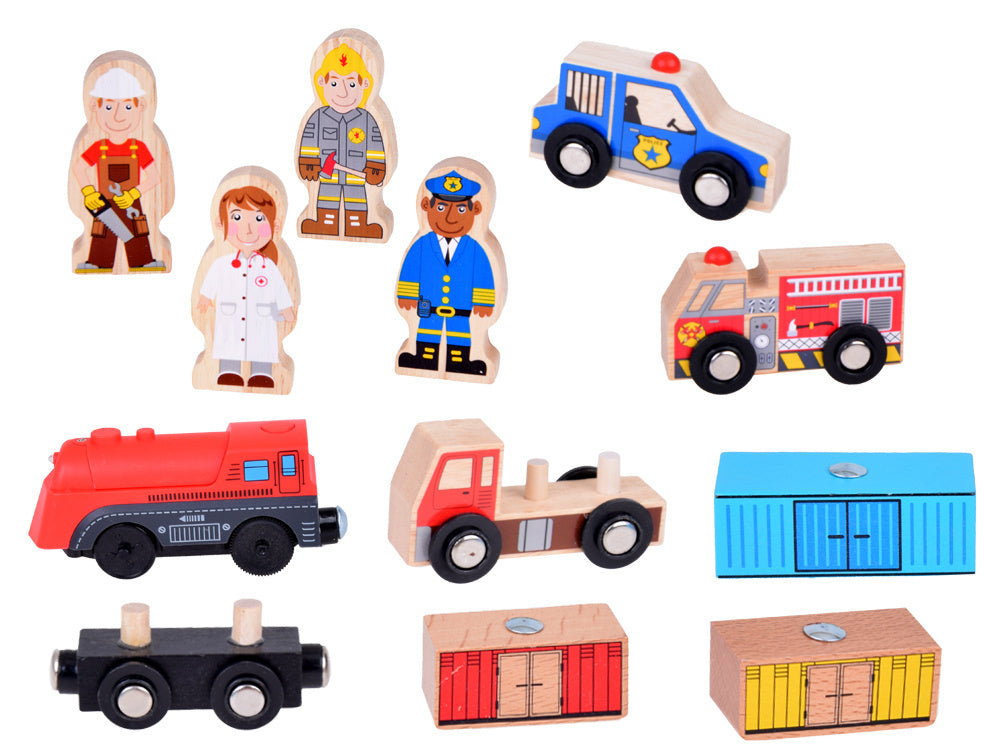 Mediniai traukinio bėgiai su priedais miestui kurti 100 el.