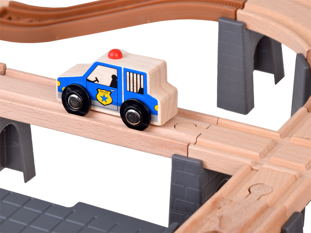 Mediniai traukinio bėgiai su priedais miestui kurti 100 el.