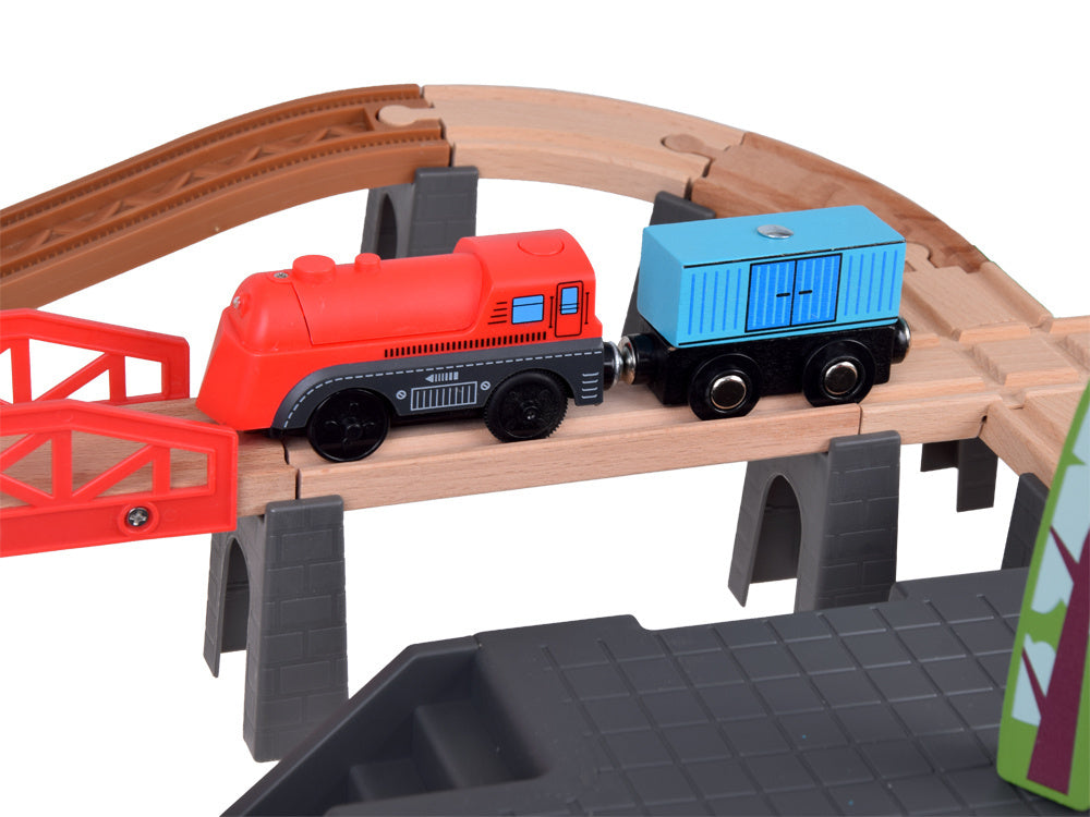 Mediniai traukinio bėgiai su priedais miestui kurti 100 el.