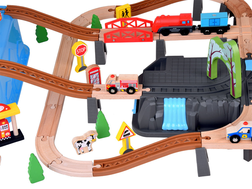 Mediniai traukinio bėgiai su priedais miestui kurti 100 el.