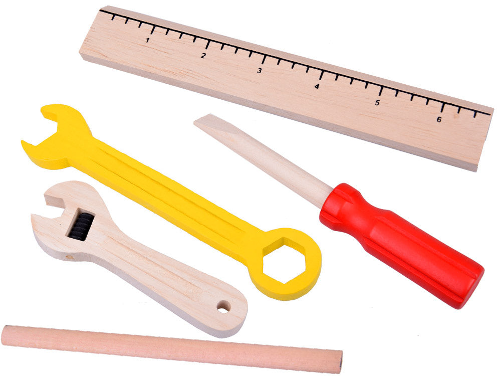 Medinis dėklas su įrankiais vaikams 11 el.