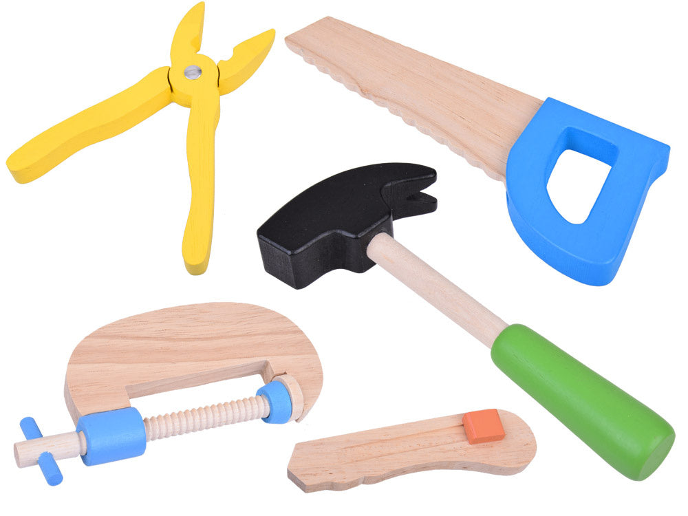 Medinis dėklas su įrankiais vaikams 11 el.