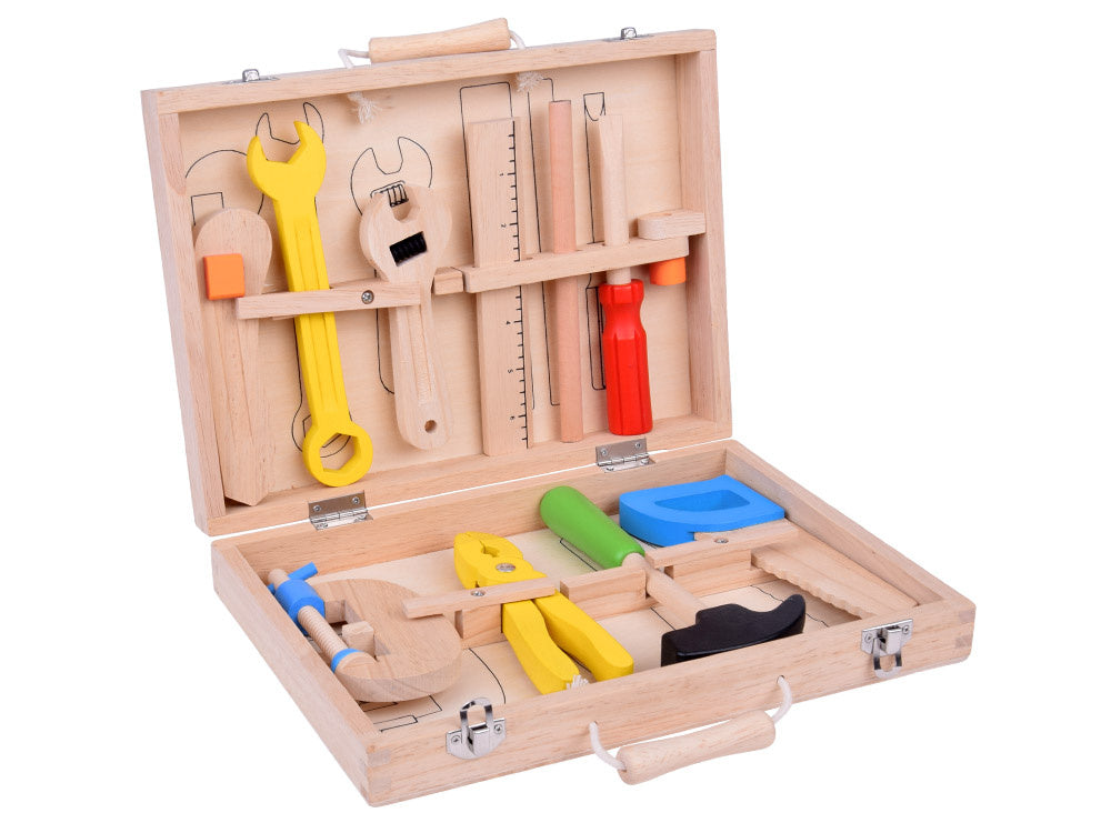 Medinis dėklas su įrankiais vaikams 11 el.