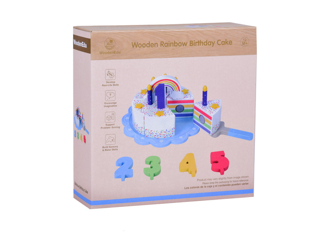 Medinis pjaustomas gimtadienio tortas su priedais