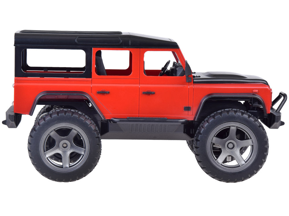 Nuotoliniu būdu valdomas Land Rover Off-road automobilis, raudonas