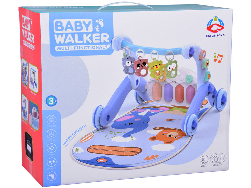 Mokomasis kilimėlis su integruotu stumduku ir pianinu vaikams 3in1, mėlynas