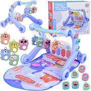 Mokomasis kilimėlis su integruotu stumduku ir pianinu vaikams 3in1, mėlynas