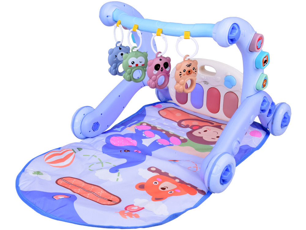 Mokomasis kilimėlis su integruotu stumduku ir pianinu vaikams 3in1, mėlynas