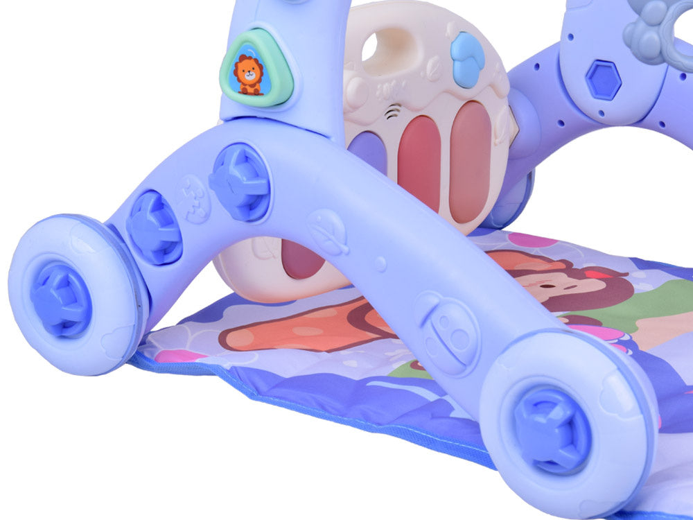 Mokomasis kilimėlis su integruotu stumduku ir pianinu vaikams 3in1, mėlynas