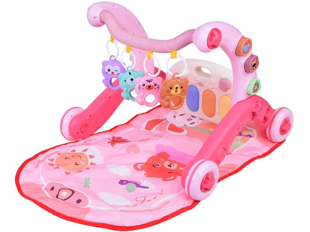 Mokomasis kilimėlis su integruotu stumduku ir pianinu vaikams 3in1, rožinis