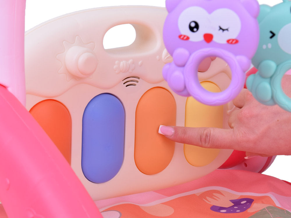 Mokomasis kilimėlis su integruotu stumduku ir pianinu vaikams 3in1, rožinis