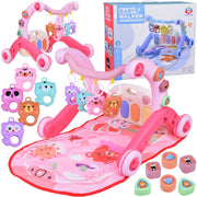 Mokomasis kilimėlis su integruotu stumduku ir pianinu vaikams 3in1, rožinis