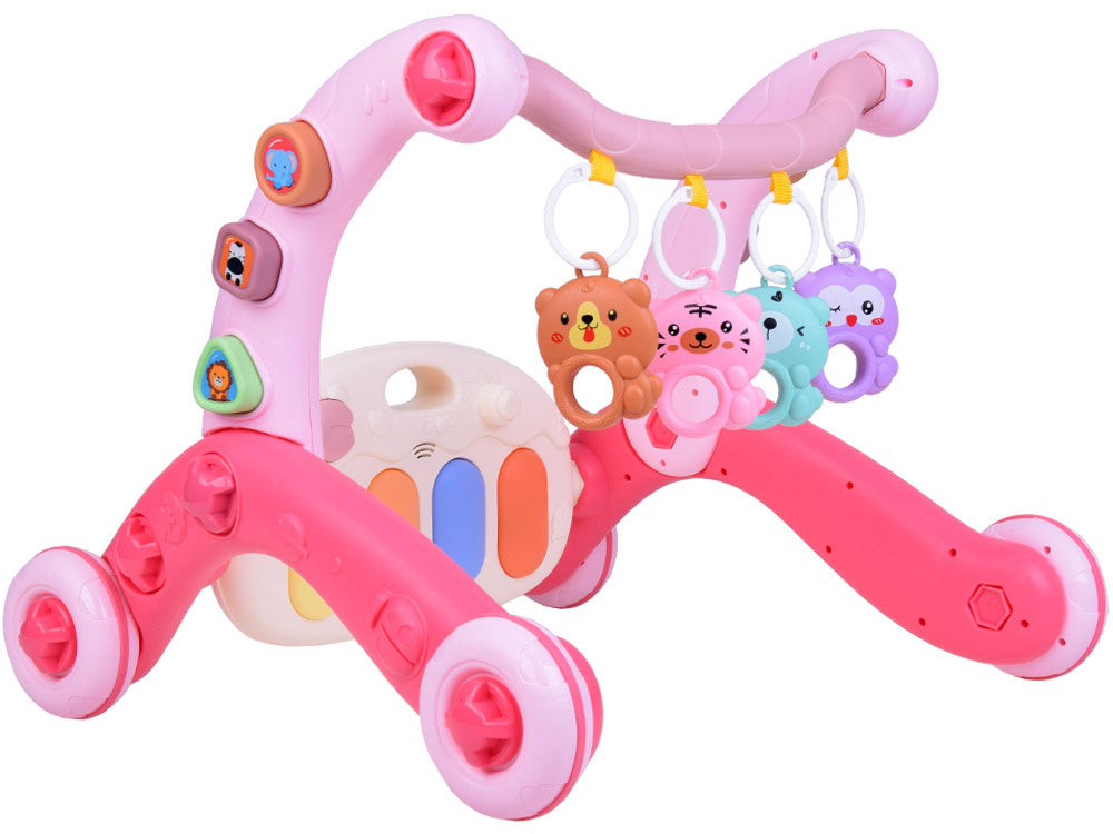 Mokomasis kilimėlis su integruotu stumduku ir pianinu vaikams 3in1, rožinis