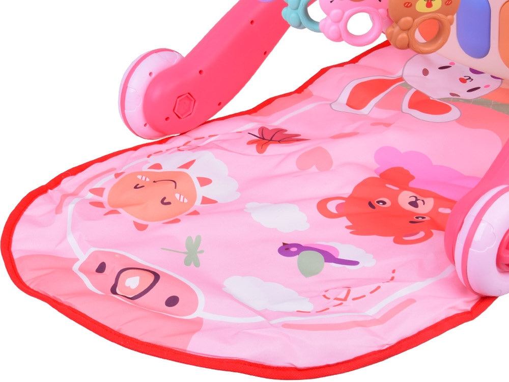 Mokomasis kilimėlis su integruotu stumduku ir pianinu vaikams 3in1, rožinis