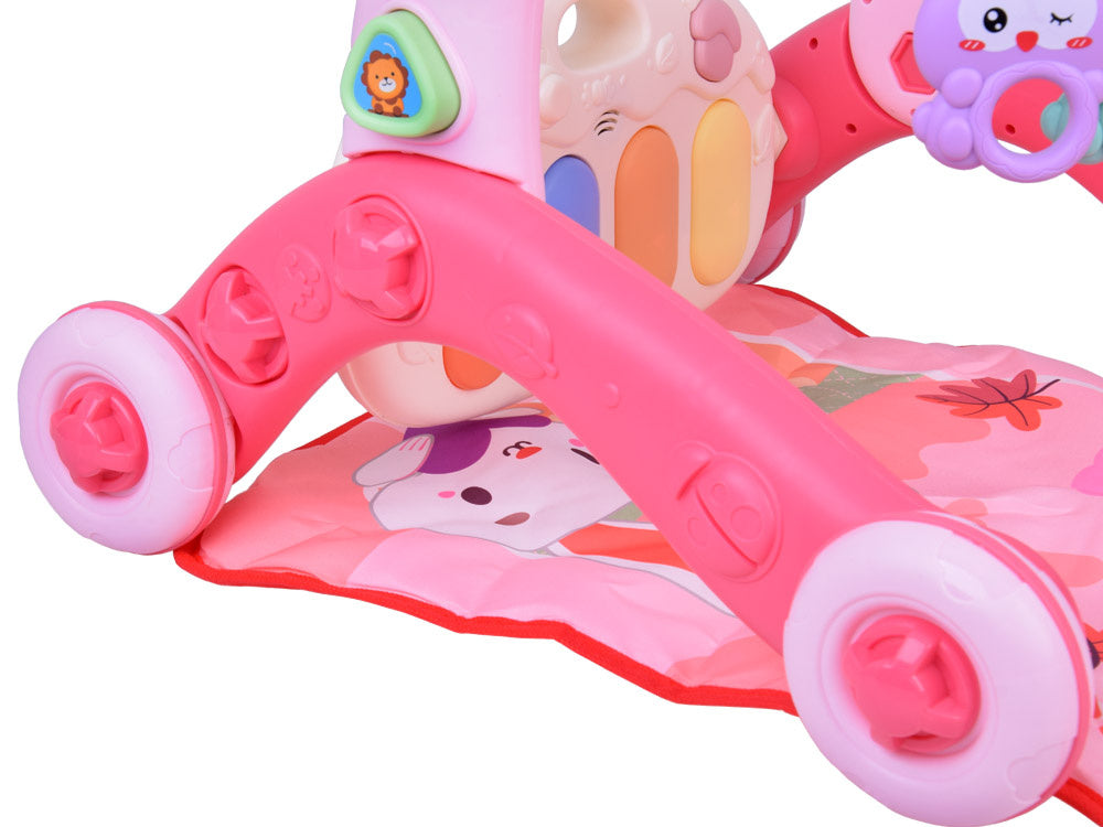 Mokomasis kilimėlis su integruotu stumduku ir pianinu vaikams 3in1, rožinis