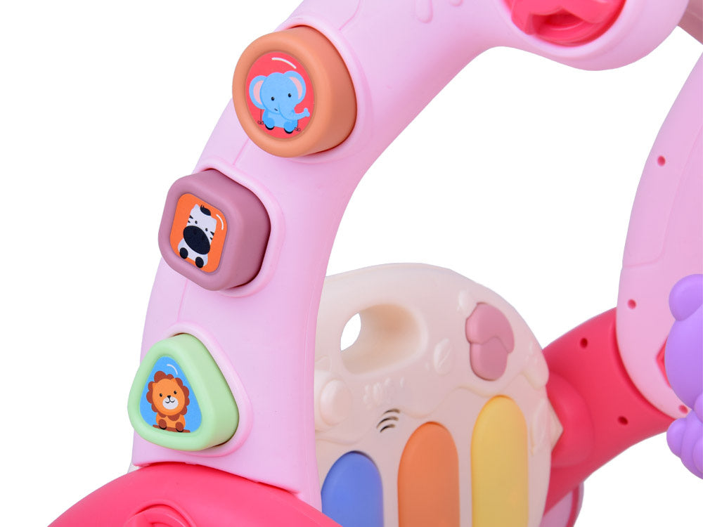 Mokomasis kilimėlis su integruotu stumduku ir pianinu vaikams 3in1, rožinis