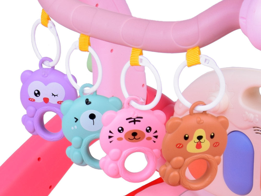 Mokomasis kilimėlis su integruotu stumduku ir pianinu vaikams 3in1, rožinis